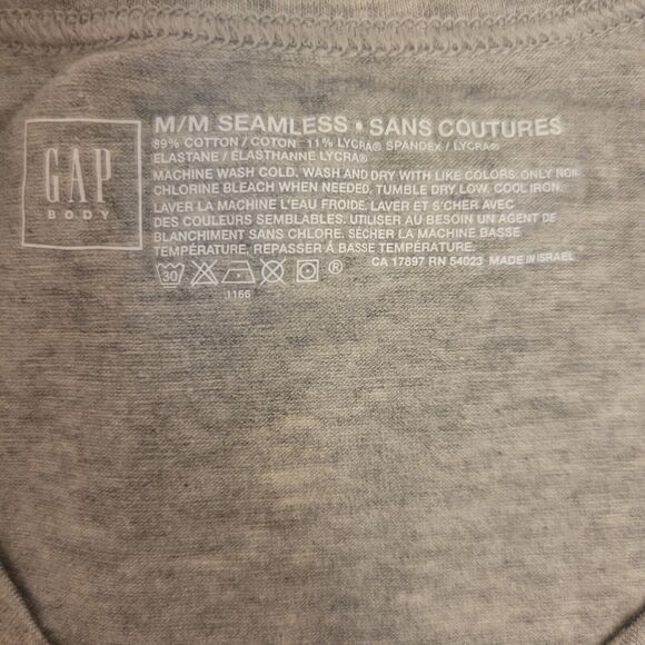 Gap Body M Seamless Gray Cotton/Lycra Women T-shirt - Picture 4 of 6
